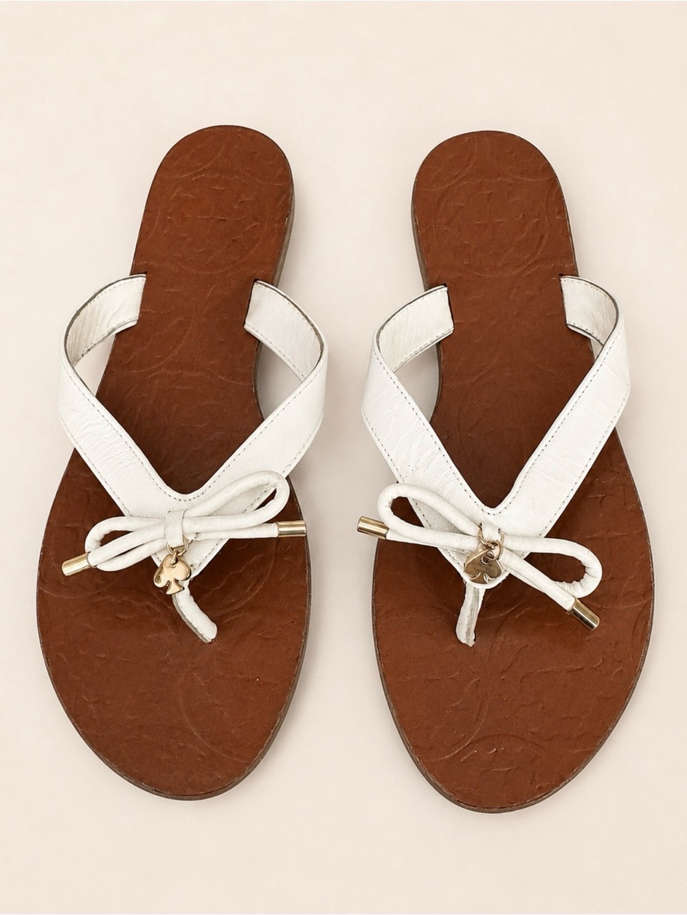 Kate Spade Charles White Leather Bow Sandals Size 6M - Picture 4 of 11